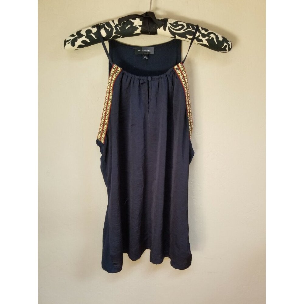 The Limited Womens Sleeveless Halter Top Medium Blouse Keyhole Neckline Blue